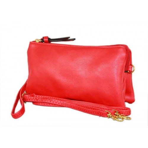 Clutch Small Shoulder Bag - Multi Function Bag W/Credit Card Slots - Red - BG-SF695RD